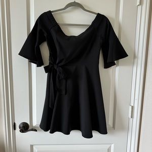 Off the shoulder black mini dress